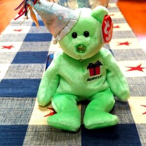 Ty "August" Birthday Bear Beanie